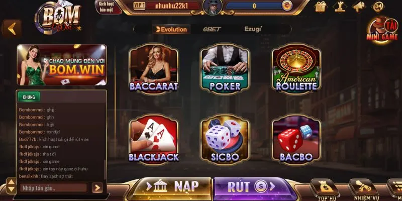 BOMWIN – Nền Tảng Cá Cược Trực Tuyến Uy Tín Hàng Đầu 2025 3 Live Casino trải nghiệm sòng bạc quốc tế